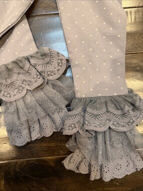 Matilda Jane Gray Polka Dot Ruffle Leggings